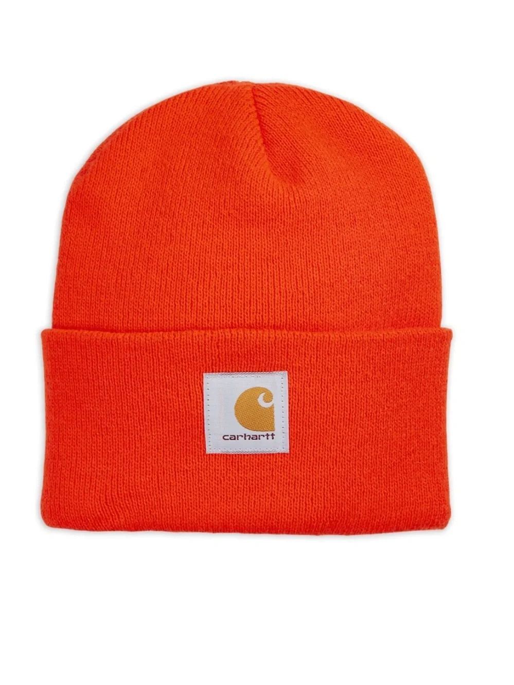 Carhartt Orange Knit Cuffed Beanie with Logo Patch